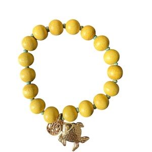 Lilly Pulitzer Yellow Beaded Bracelet with Gold Fish Charm